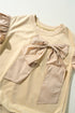 Ruffle Sleeve Ribbon Tie Neck Cotton Blend Blouse