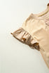 Ruffle Sleeve Ribbon Tie Neck Cotton Blend Blouse