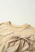 Ruffle Sleeve Ribbon Tie Neck Cotton Blend Blouse