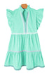 Ruffle Sleeve Ric Rac Trim Tiered Mini Dress