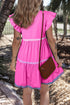 Ruffle Sleeve Ric Rac Trim Tiered Mini Dress