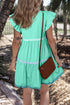 Ruffle Sleeve Ric Rac Trim Tiered Mini Dress