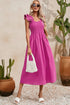 Ruffle Sleeve Smocked Bodice Woven Maxi Dress