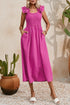 Ruffle Sleeve Smocked Bodice Woven Maxi Dress