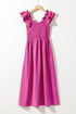 Ruffle Sleeve Smocked Bodice Woven Maxi Dress