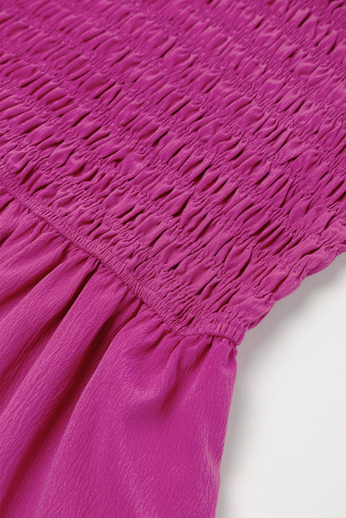 Ruffle Sleeve Smocked Bodice Woven Maxi Dress