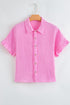 Ruffle Sleeve Textured Gauze Button Down Shirt