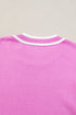 Ruffle Sleeve Tipped Crew Neck Knit Top