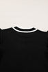 Ruffle Sleeve Tipped Crew Neck Knit Top