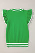 Ruffle Sleeve Tipped Crew Neck Knit Top