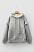 Ruffle Sleeve Twisted Rope Drawstring Pullover Hoodie