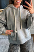 Ruffle Sleeve Twisted Rope Drawstring Pullover Hoodie