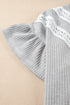 Ruffle Sleeve Waffle Knit Lace Insert Plus Size Top
