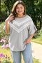 Ruffle Sleeve Waffle Knit Lace Insert Plus Size Top