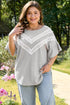 Ruffle Sleeve Waffle Knit Lace Insert Plus Size Top