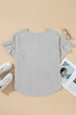 Ruffle Sleeve Waffle Knit Lace Insert Plus Size Top