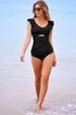 Ruffle Strap Cutout Wrapped Bodice Tankini Top