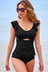 Ruffle Strap Cutout Wrapped Bodice Tankini Top