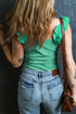 Ruffle Strap Scoop Neck Sleeveless Tank Top