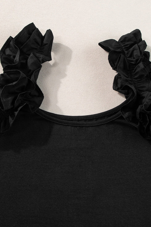 Ruffle Strap Scoop Neck Sleeveless Tank Top