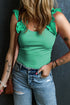 Ruffle Strap Scoop Neck Sleeveless Tank Top