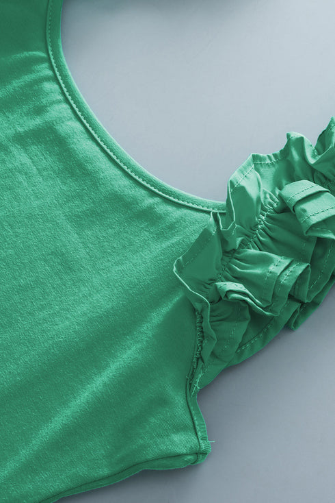 Ruffle Strap Scoop Neck Sleeveless Tank Top