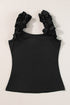 Ruffle Strap Scoop Neck Sleeveless Tank Top