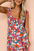 Ruffle Strap Tropical Print Tiered Maxi Dress