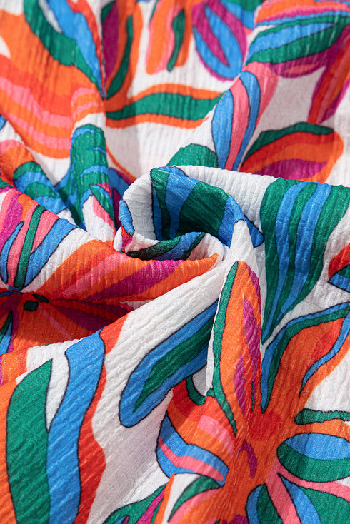 Ruffle Strap Tropical Print Tiered Maxi Dress