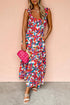 Ruffle Strap Tropical Print Tiered Maxi Dress