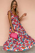 Ruffle Strap Tropical Print Tiered Maxi Dress