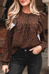 Ruffle Trim Button Front Animal Print Blouse
