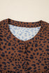 Ruffle Trim Button Front Animal Print Blouse
