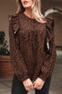 Ruffle Trim Button Front Animal Print Blouse