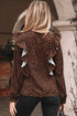 Ruffle Trim Button Front Animal Print Blouse