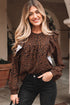 Ruffle Trim Button Front Animal Print Blouse