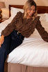 Ruffle Trim Button Front Animal Print Blouse
