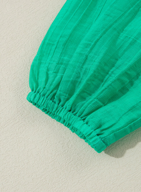 Ruffle Trim Button Front Drawstring Waist Tiered Mini Dress