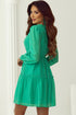 Ruffle Trim Button Front Drawstring Waist Tiered Mini Dress