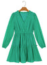 Ruffle Trim Button Front Drawstring Waist Tiered Mini Dress
