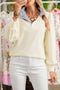 Ruffle Trim Collar Puff Sleeve Pullover Top
