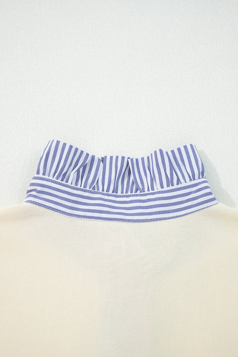 Ruffle Trim Collar Puff Sleeve Pullover Top