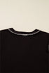 Ruffle Trim Long Sleeve Stitch Detail V Neck Blouse