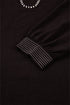 Ruffle Trim Long Sleeve Stitch Detail V Neck Blouse