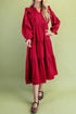 Ruffle Trim Long Sleeve Tiered A Line Shift Midi Dress