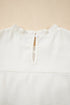 Ruffle Trim V Neck Waffle Knit Blouse