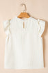 Ruffle Trim V Neck Waffle Knit Blouse
