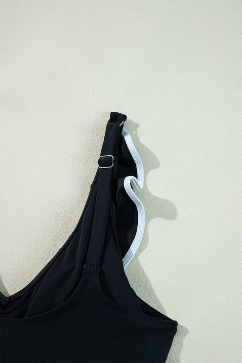 Ruffle Trimmed Surplice Neck One Piece Swimsuit