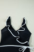 Ruffle Trimmed Surplice Neck One Piece Swimsuit