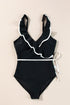 Ruffle Trimmed Surplice Neck One Piece Swimsuit